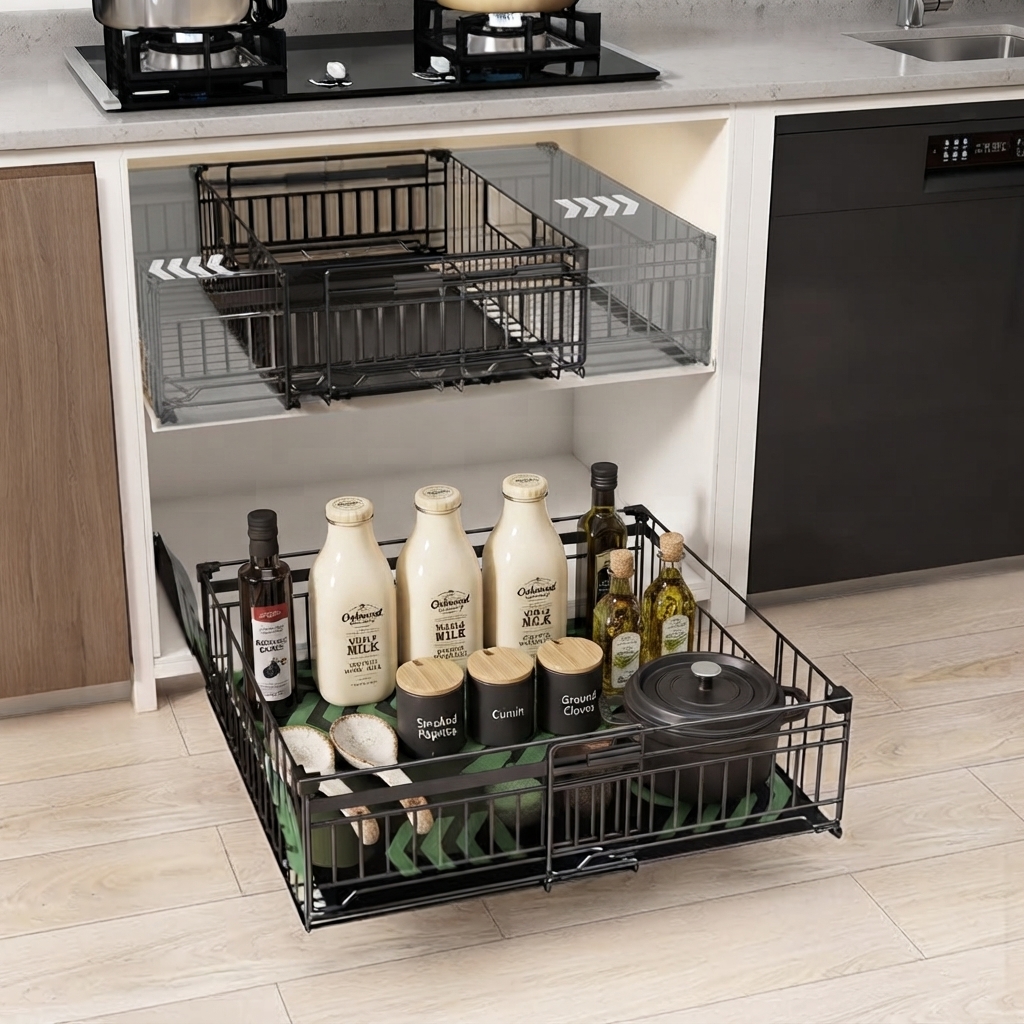 extendable cabinet basket